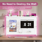 Metal Pegboard Desk Organizer with Dual Monitor Stand, 59x35 Inch Large Privacy Panel with 3 Accessories, Sturdy Gaming & Office Desk Wall Organizer, White - Image 5