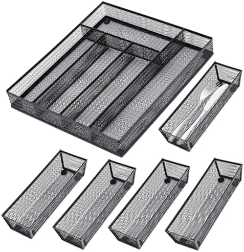 Neudeco Drawer Organizer Set, Black Mesh, 6 Pack - Image 2
