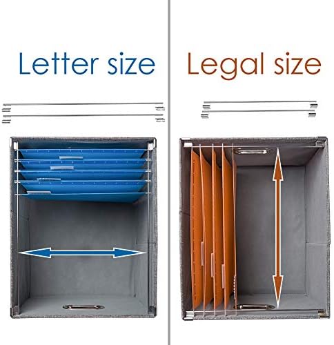 PRANDOM File Organizer Box - Set of 1 Collapsible Decorative Linen Filing Storage Hanging File Folders with Lids Office Cabinet Letter/Legal Size Black (17x14x11.2 inch) - Image 5