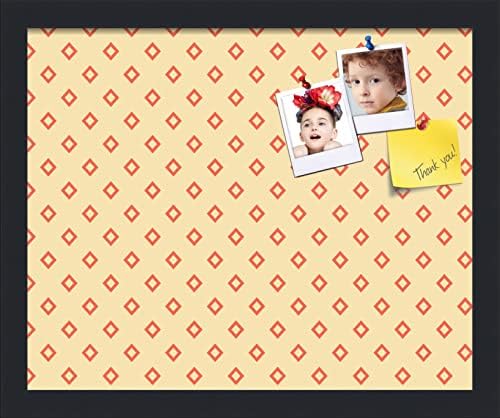 PinPix 16x13 inch Cork Bulletin Board. This Decorative Framed Pin Board Comes with Diamonds in Red and Yellow Design and Satin Black. Ideal for Home, Office Decor or School (PinPix-333) by PinPixBulletinBoards