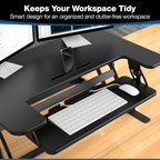 Mount-It! Standing Desk Converter - Height Adjustable Stand Up Desk with Gas Spring Riser - Wide 36 Inch Sit Stand Workstation Fits Dual Monitors – Black (MI-7926) - Image 5