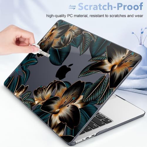 May Chen for M5 MacBook Air 13.6 Inch Case 2026 2025 2024-2022 Release M5 A3449 M4 A3240 M3 A3113 M2 A2681, Plastic Hard Shell Case for MacBook Air 13.6" with Retina Display, Golden Lilies Flowers - Image 4