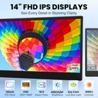 CIDETTY Upgraded Laptop Screen Extender Portable Monitor, 14" 1080P FHD IPS Screen,Monitor Extender for Laptop,Fit for 13-17" Laptops, Plug & Play Compatiable with Wins/Mac/Android/Switch - Image 2