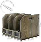 MyGift Gray Wood Magazine Holder with 3 Compartments & Chalkboard Labels - Image 4