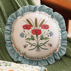 ISAENNE Vintage Linen Throw Pillow Cover,Set of 2,Diameter 16"-Serenity C - Image 2