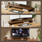 Dual Monitor Stand, 39 Inch Large Wood Monitor Stands for 2 Monitors - Image 5