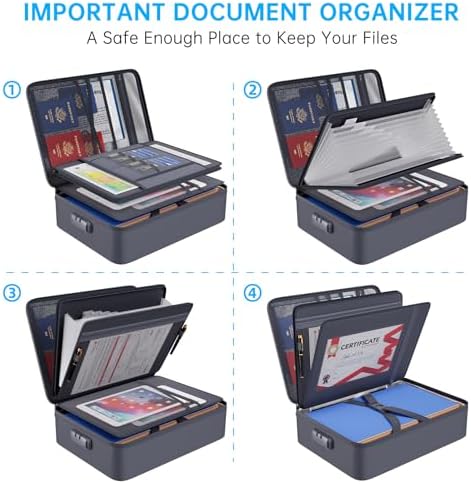 ENGPOW Fireproof Document Organizer Bag with Lock ＆ Accordion File Folder - Image 3