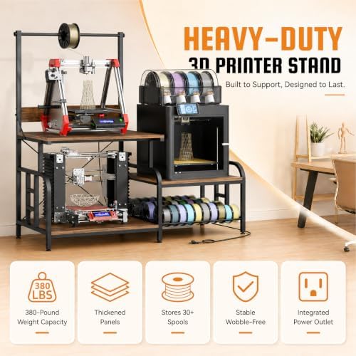 3D Printer Stand with Filament Storage Rack, Power Outlet, Spool Holder - Image 4