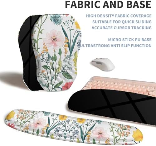 2-in-1 Ergonomic Set, Wave Keyboard Wrist Rest and Massage Slope Mouse Pad Wrist Support, Rebound Memory Foam for Relieve Carpal Tunnel Syndrome and Wrist Pain (Pink Flowers) - Image 6