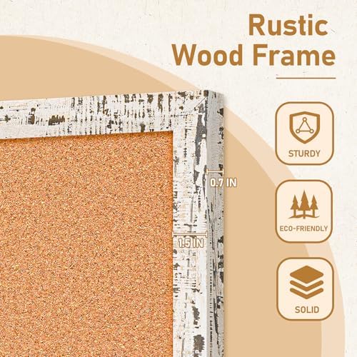 DOLLAR BOSS Cork Board, 36" X 24" Birch Bark Framed Bulletin Board - Image 4