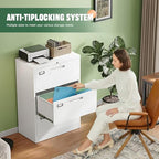 Letaya 3 Drawer File Cabinets with Lock,Metal Lateral Filing Storage Cabinet Printer Stand,White Steel Home Office Cabinet for Hanging Files Letter/Legal/A4 Size (White, H39.84×W28.35×D15.74) - Image 4
