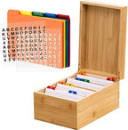 4 x 6 Inches Index Card Holder Set, Bamboo Organizer Box, Wooden Color by Henoyso
