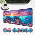 Desk Mat, Mouse Pad with Wrist Rest, 4-in-1 Large Mouse Pads for Desk, Ergonomic Mouse Pad and Keyboard Wrist Rest Gaming Keyboard Mat for Office,Dolphin Coral Sunshine by EFGWSDER
