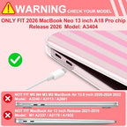 for MacBook Neo 13 inch Case 2026 (Model A3404, A18 Pro) Precision Fit & Scratch Unique Design Hard Shell, Keyboard Cover, Trackpad Protector, 2 OTG Adapter, for Women Cute, Pink Stripes - Image 6