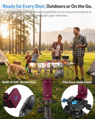 OMOTON TP02-Pro 5 in 1 Magnetic Phone Holder for Vlogging Essentials, Red - Image 4