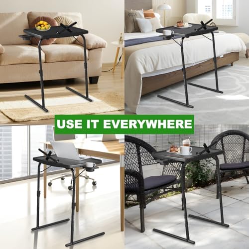 2PK TV Tray Table with Cup Holder, w/6 Height & 3 Tilt Angle - Image 7