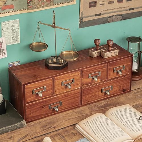 6-Drawer Desk Organizer with Label Slots and Handles,Wooden Tabletop Storage Drawers,Desktop Organizing Cabinet for Home Office - Image 3