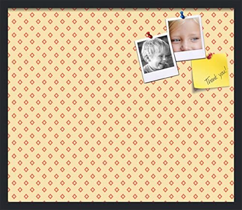 PinPix 28x24 inch Cork Bulletin Board. This Decorative Framed Pin Board Comes with Diamonds in Red and Yellow Design and Satin Black. Ideal for Home, Office Decor or School (PinPix-333) by PinPixBulletinBoards