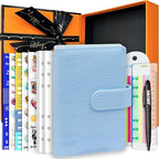 PU Leather Personal Notebook Planner with 67 Pages Loose-Leaf Papers 6 Holes Ring Binder Pen Holder Magnetic Buckle (Sky Blue Crocodile Pattern, A6 Gift Box) by Zelten