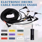 Cable Harness Snake Loom Replacement and Mono 1/4'' to 3.5 mm adapter Compatible with Alesis Nitro Mesh Electronic Drum Set Module Surge Command Forge Turbo Crimson DM7X RCA Connector Type Hi-Hat - Image 3