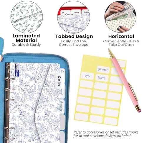 Three Way Cut Cash Envelope Wallet Azure All in One Budget System RFID Blocking with 12x Tabbed Envelopes 12x Monthly Budget Cards 1x Yearly Budget Planner Sheet Complete Money Organizer Set - Image 5