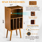 Wooden LP Record Player Stand, 3-Tier Turntable Stand Cabinet Holds up to 100 Albums, Metal Record Storage Holder and Organizer Table, Mid-Century Modern Record Player Holder for Living Room & Bedroom - Image 6