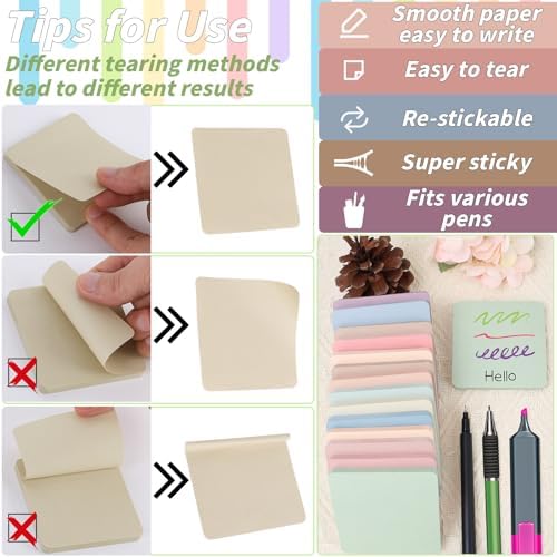 60 Pack Vintage Sticky Notes 3x3 Inch 12 Retro Colors Memo Pads Bulk - Image 5