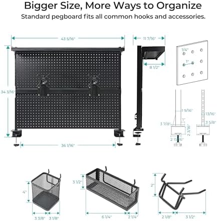 EUREKA ERGONOMIC Desk Pegboard Dual Monitor Stand 43x34 Black - Image 2