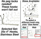 Stainless Steel Pegboard Hooks 25-Pack 4" L Hook - Will Not Fall Out, Fits Any Peg Board - Organize Tools, Accessories, Workbench, Garage Storage, Kitchen, Crafts, Jewelry, Retail - Image 2