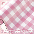 Sabary Gingham Desk Mat Scalloped Pink, 35.4 x 15.7 Inch - Image 3