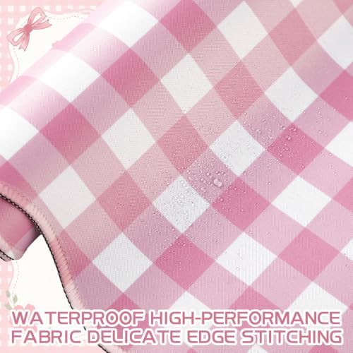 Sabary Gingham Desk Mat Scalloped Pink, 35.4 x 15.7 Inch - Image 3