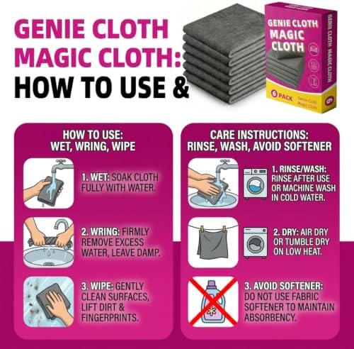 Genie Cloth Magic Cloth, Genie Magic Cleaning Cloth 12 Pack - Image 7