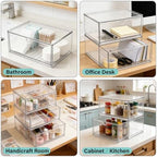 Prsildan Acrylic Makeup Organizer, 3 Pack Stackable Clear Storage Drawers for Baby Bottles Desk Organizers with 3 Drawers for Countertop Vanity Nursery Modular System for Cosmetics Jewelry - Image 4