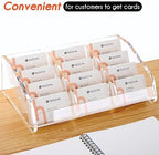 HeZone Business Card Holder Display for Desk Muitiple, Clear Acrylic Business card Stand Rack for Women and Men 12 slots 4Tier, Organize 600 cards (12 Slots - Image 5