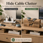 Acacia Wood Cable Management Box,Cord Hider & Organizer for Power Strip - Image 2