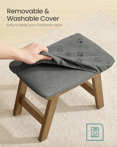 SONGMICS Foot Stool Ottoman, Padded Foot Rest Under Desk, Solid Wood Frame - Image 6