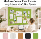 48" x 36" Large Felt Bulletin Board, Bold-Stripe 12-Pack Cork Boards | Fabric Bulletin Board with 60 Adhesive Tabs, 50 Pushpins, Felt Wall Tiles for Office Push Pin Board Felt Board, Matcha Green - Image 4