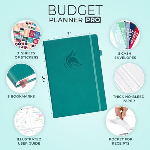 Clever Fox Budget Planner Pro with Cash Budgeting Envelopes, Turquoise - Image 2