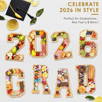 4PCS Wooden Graduation Decorations Number Charcuterie Board Box-(with 14 Balloons) GRAD Charcuterie Numbers Fillable Food Graduation Party Supplies Suitable for 2025 Party Graduation Decoration - Image 5