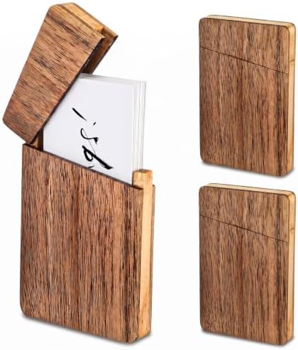 3-Pack Wood Business Card Holder, Walnut, for Desk or Pock by Unknown