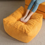 HIGOGOGO Square Stuffed Pouf Ottoman, Corduroy Poufs with Foam Chunk Filling, Furry and Fluffy Pouf Foot Stool Storage Ottoman, 21 X 21 Floor Poufs Foot Rest for Living Room, Orange by HIGOGOGO