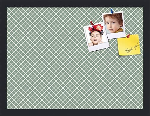PinPix 20x15 inch Cork Bulletin Board. This Decorative Framed Pin Board Comes with Diamond Pattern in Nile Green Design and Satin Black. Ideal for Home, Office Decor or School (PinPix-380) by PinPixBulletinBoards