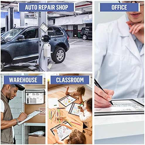 50 Pack Horizontal Job Ticket Holders 8.5x11 - Landscape Shop Ticket Holders 8 1/2 x 11 - Work Order Plastic Sleeves for Documents - Dry Erase Pocket Sleeve - Dry Erase Sleeves Clear Pocket Sleeve - Image 3