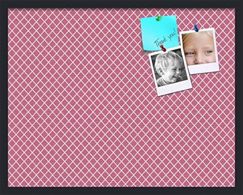 PinPix 28x22 inch Cork Bulletin Board. This Decorative Framed Pin Board Comes with Diamond Pattern in Hot Pink Design and Satin Black. Ideal for Home, Office Decor or School (PinPix-302) by PinPixBulletinBoards