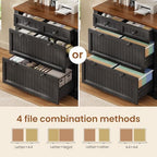SEDETA 4 Drawers File Cabinet, 33" Farmhouse Filing Cabinets for Home Office fit Legal/Letter/A4 File, Wood Office File Cabinet with Power Outlets, Printer Stand with Storage, Black+Brown - Image 4