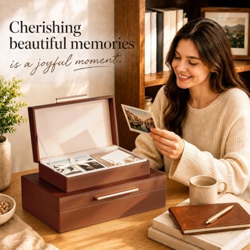 Decorative Storage Boxes with Lids, 2 Pack, PU Leather Organizer Bins - Image 4