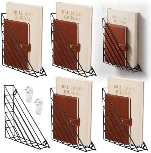 Wenqik 6 Pcs Wall Mounted File Organizer, Metal Magazine Basket with Nails by Wenqik