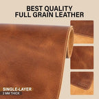 Elizo Real Leather Desk Mat Set (32x16) Large Desk Cover Desk Blotter Protector Computer Gaming Mouse Pad Table Laptop Office Desktop Accessories - Cognac Crunch - Image 3