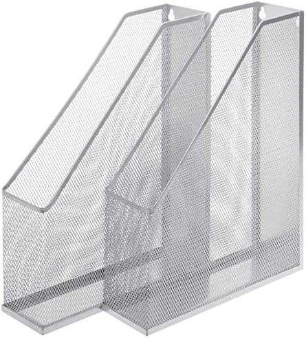 MyGift Silver Wire Mesh Document Holder, Wall Mounted or Desktop Magazine and File Rack, Set of 2 - Image 5