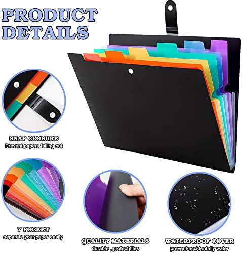 OSIMIG 10 Pack Expanding File Folders, 7 Pocket Folder Organizer, A4 Letter Size, Multicolor - Image 3